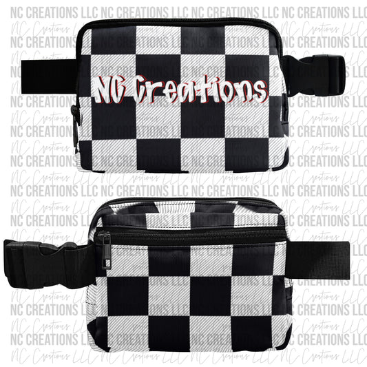 Black & White Checkered Belt Bag