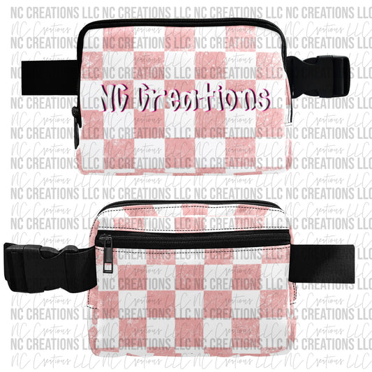 Mauve Checkered Belt Bag