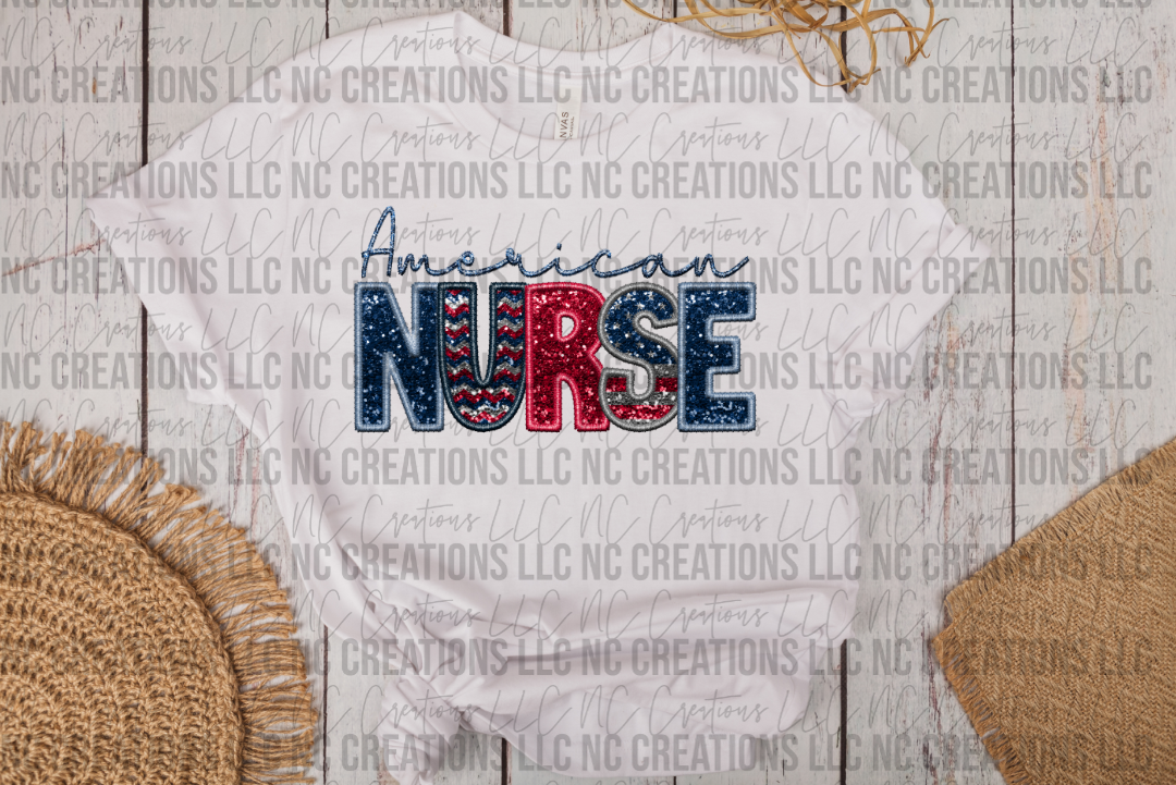 American Nurse Faux Embroidery