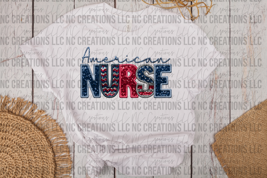 American Nurse Faux Embroidery