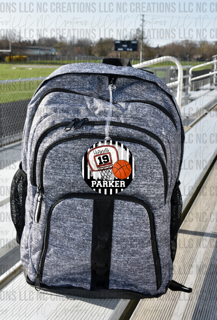 Etiqueta de bolsa de baloncesto