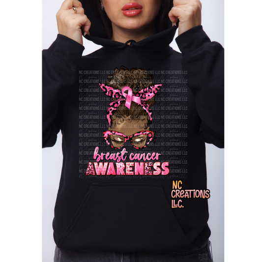 Breast Cancer Awareness w/ Afro Girl Hooded Sweatshirt