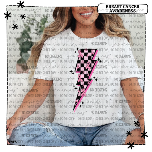 Cancer Ribbon Lightning Bolt Black Pink