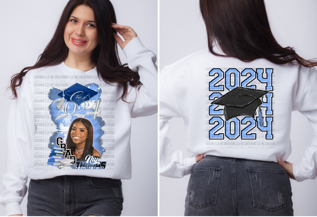 Custom Class of 2024 with Stacked 2024 Grad Cap