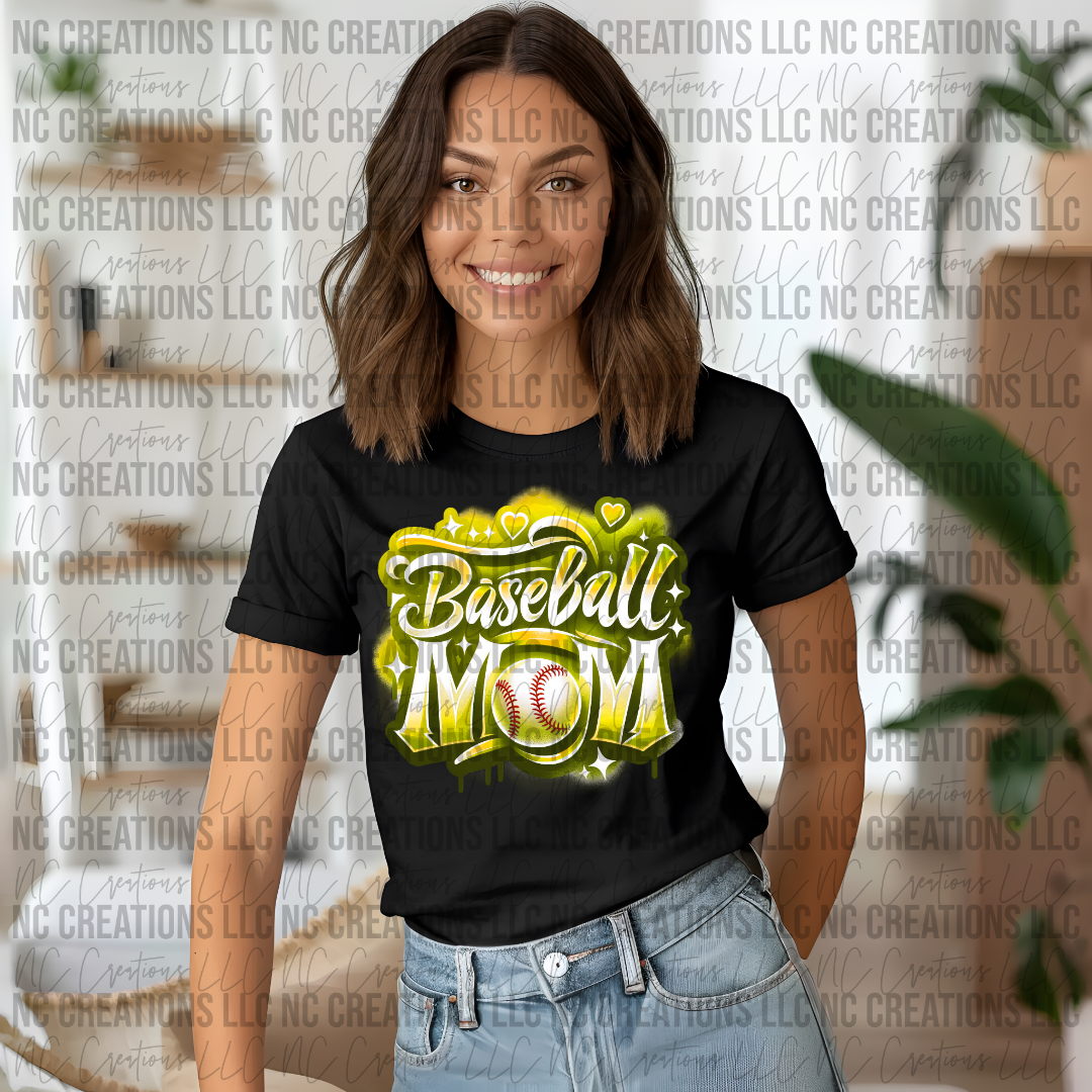 Baseball Mom Faux Airbrush