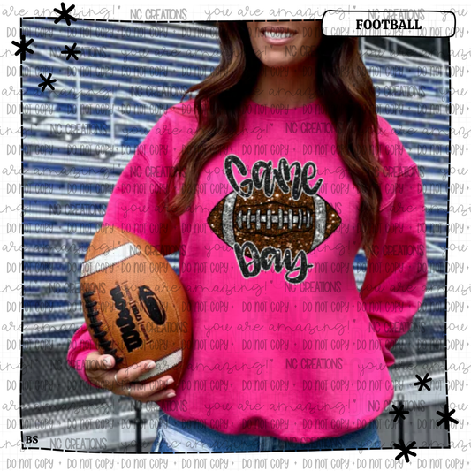 Faux Bling Game Day Glitter Football