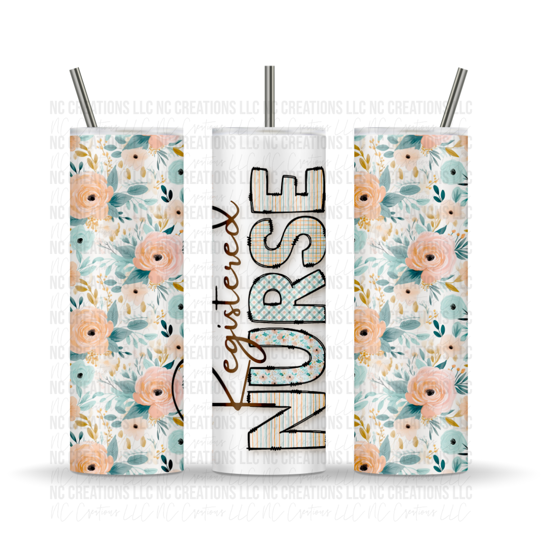 Floral Registered Nurse 20oz Tumbler