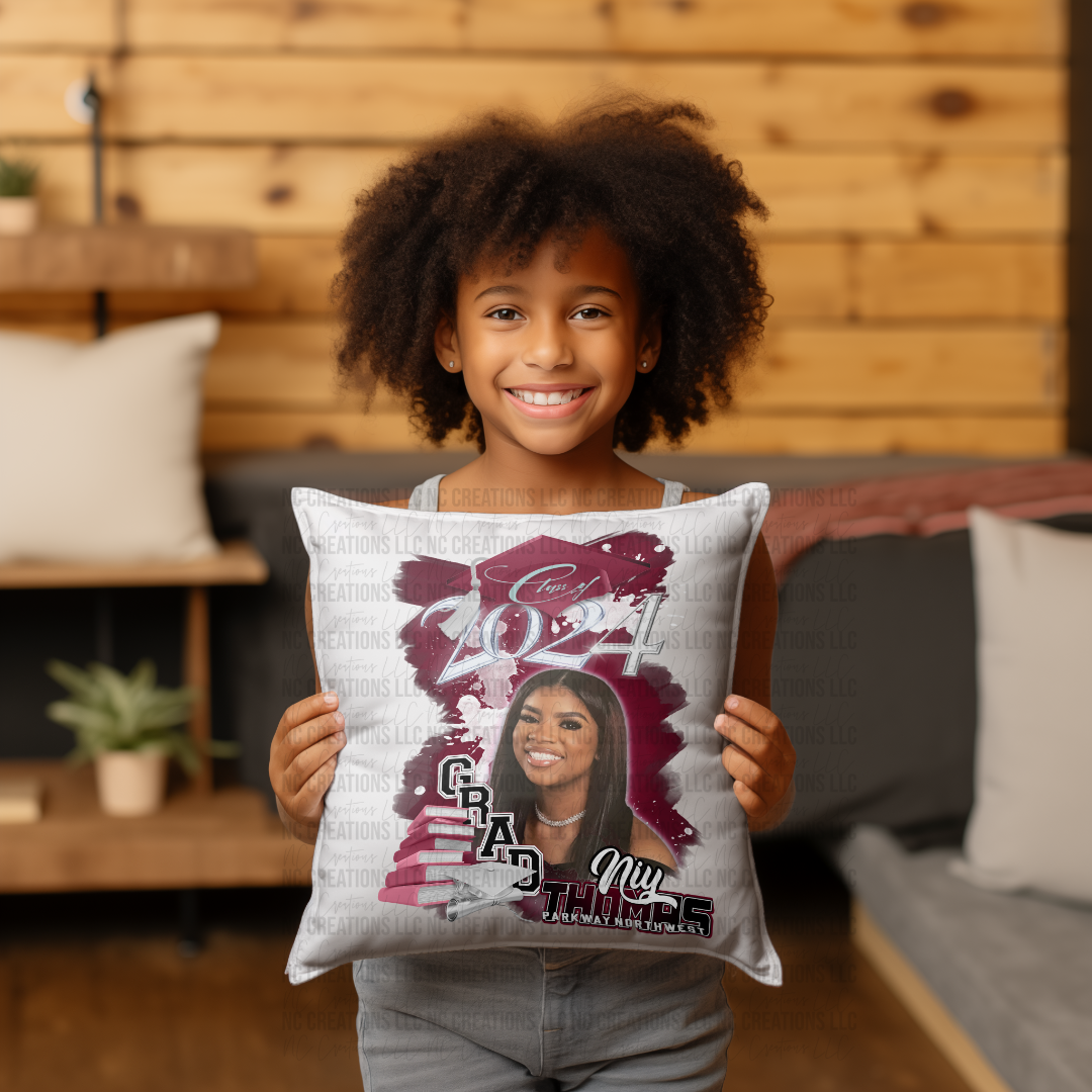 Class of 2024 Maroon Custom Pillow