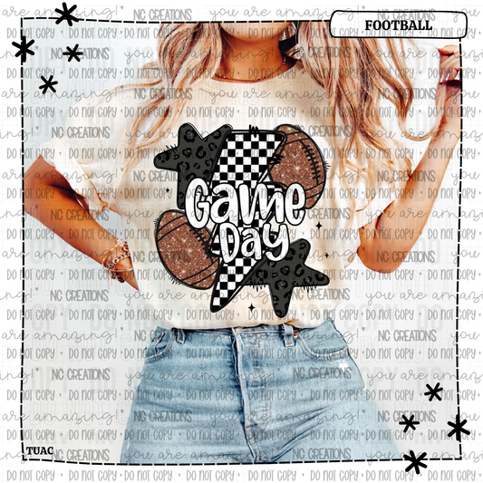 Glitter Checkered Game Day