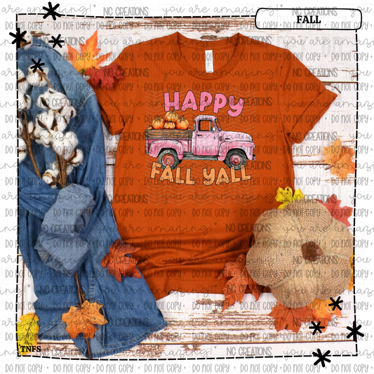 Happy Fall Y'all Pink Truck