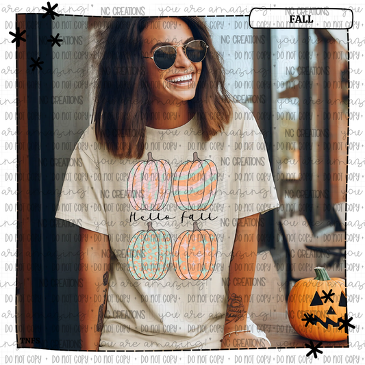 Hello Fall Retro Groovy Pumpkins