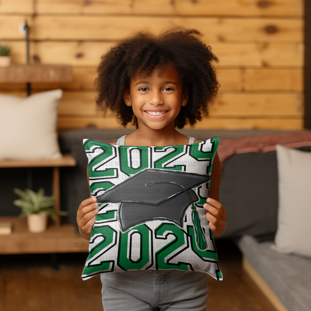 Class of 2024 Kelly Green Custom Pillow