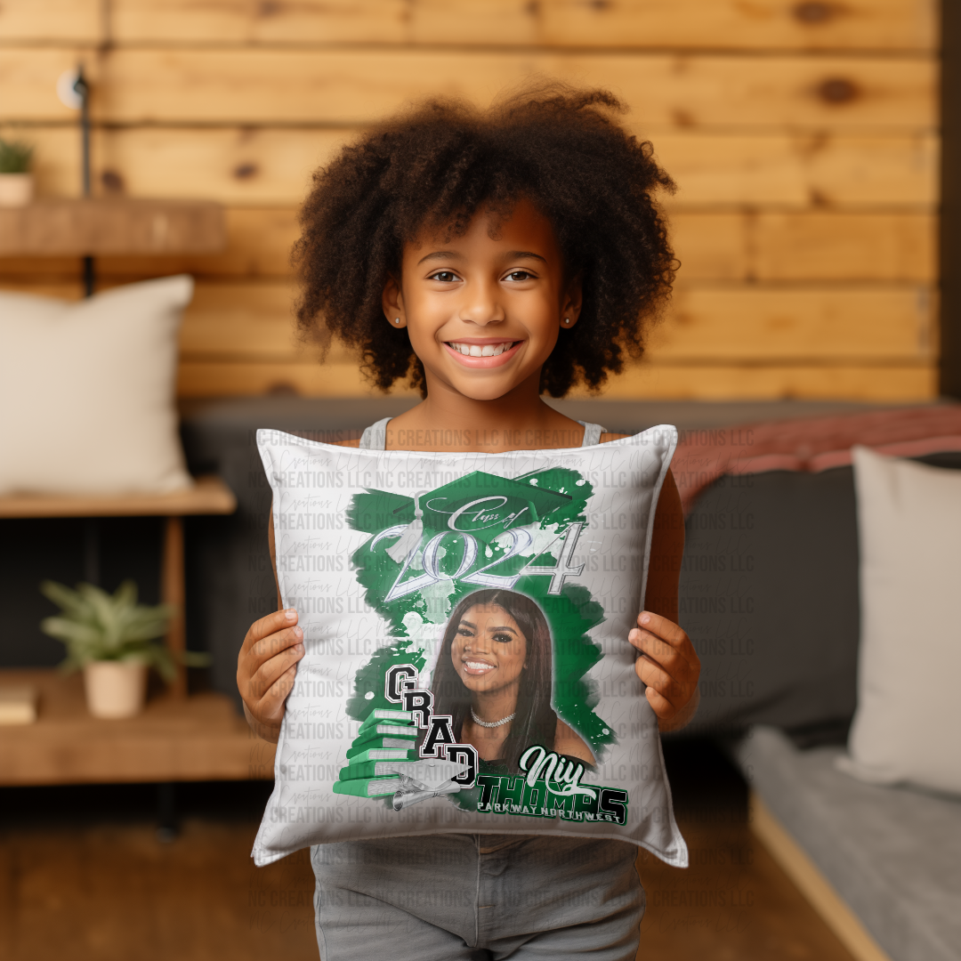 Class of 2024 Kelly Green Custom Pillow