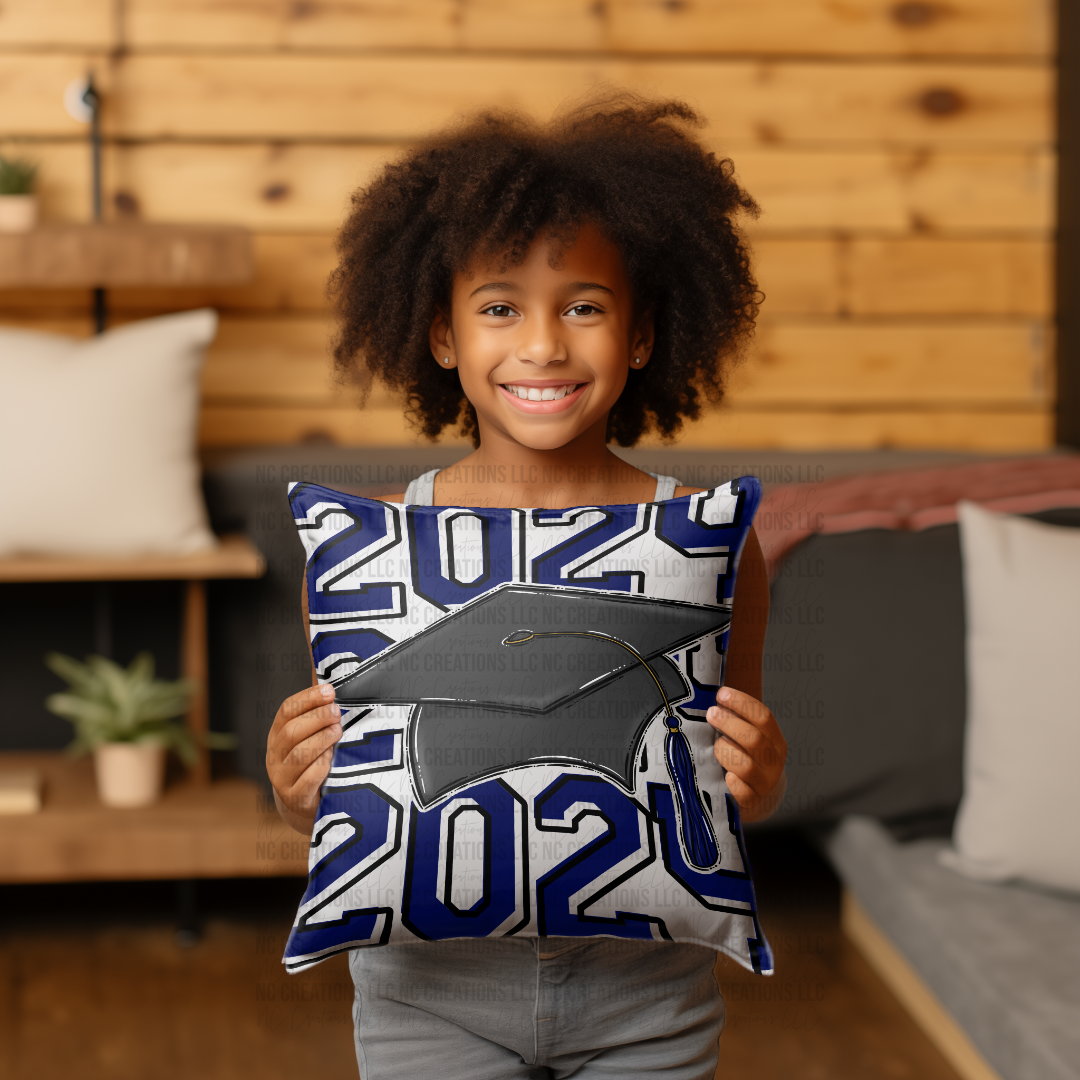 Class of 2024 Navy Blue Custom Pillow