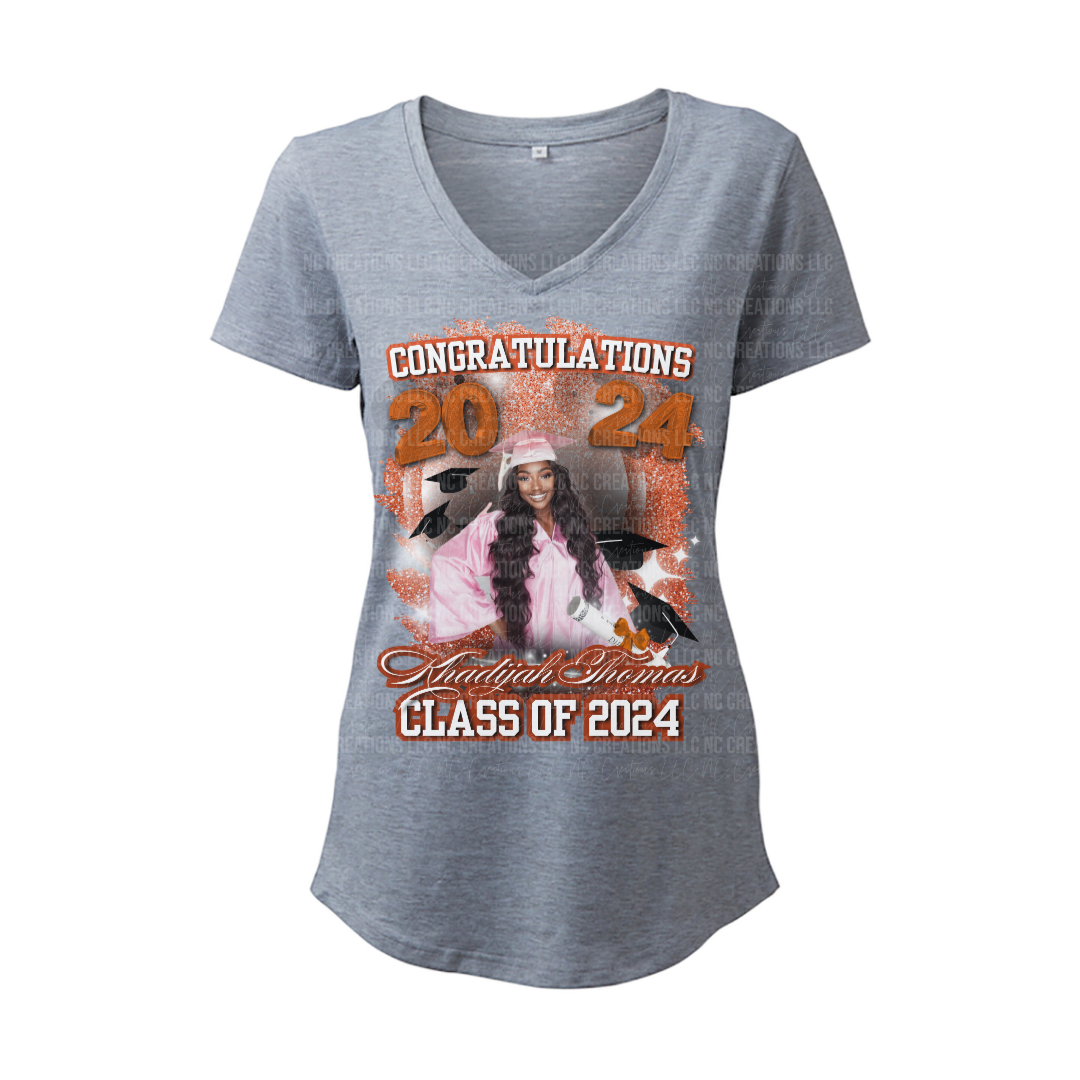 Orange Faux Glitter Class of 2024 Grad Shirt | Early Bird Special