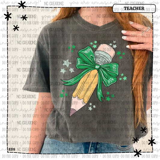 Pencil Green Bow