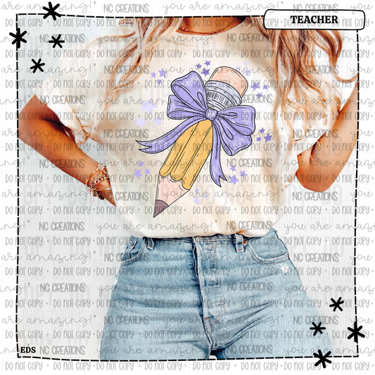 Pencil Purple Bow