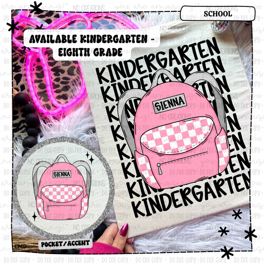 Pink Bookbag Grade (Kindergarten to 8th Grade)
