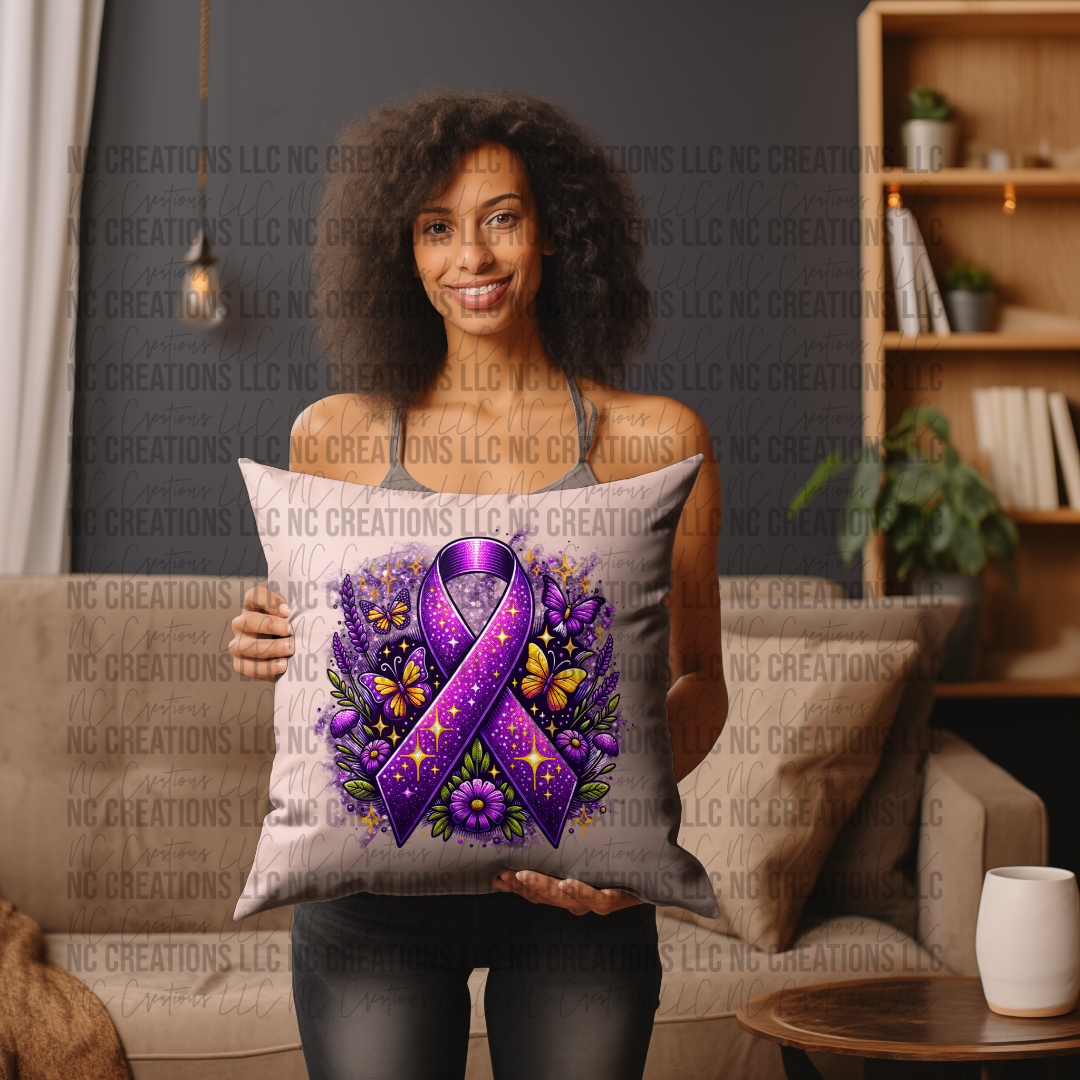 Purple Ribbon Pillow