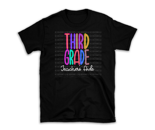 Third Grade Teacher's Aide | Bright T-Shirt