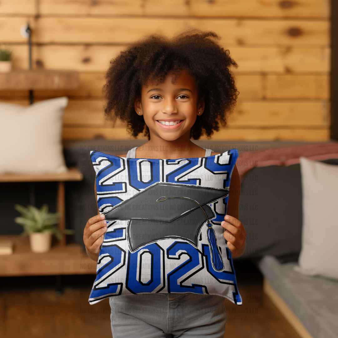 Class of 2024 Royal Blue Custom Pillow