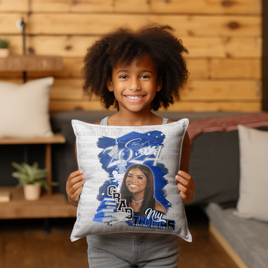 Class of 2024 Royal Blue Custom Pillow