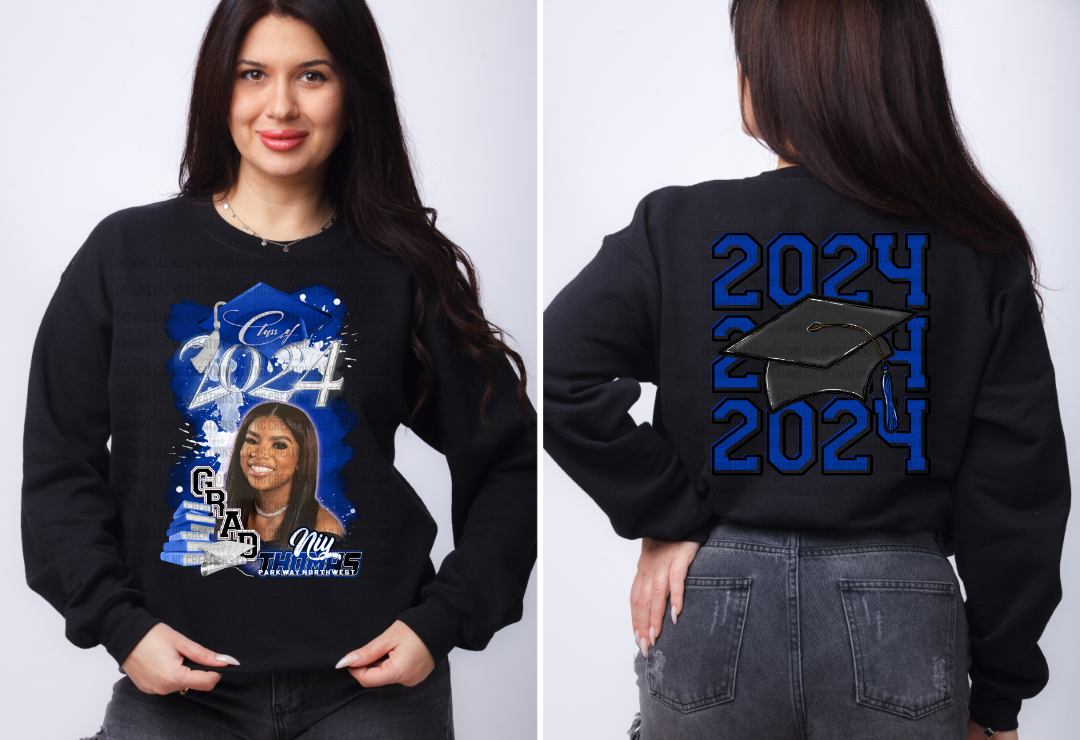 Custom Class of 2024 with Stacked 2024 Grad Cap