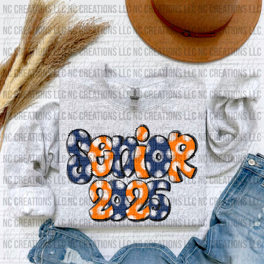 Senior 2025 Navy Blue and Orange