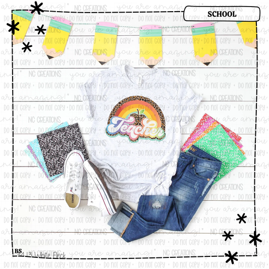 Teacher Leopard Apple Rainbow
