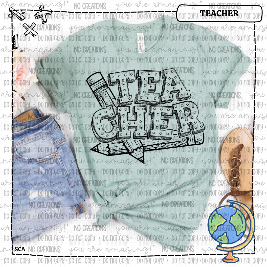 Teacher Pencil Black Marquee