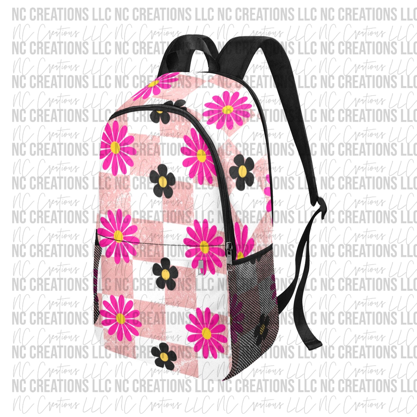 Mauve Checkered & Flowers Custom Backpack