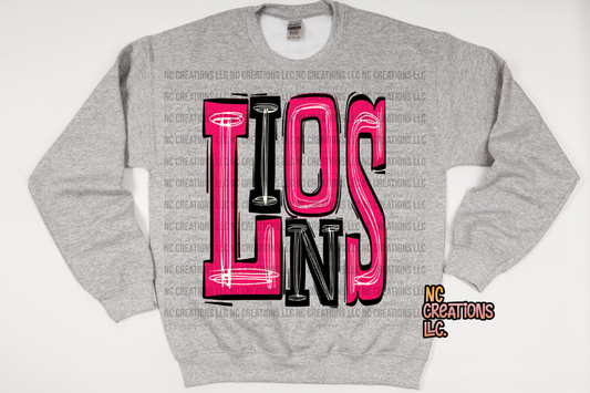 Leones - Sudadera rosa fuerte y negra