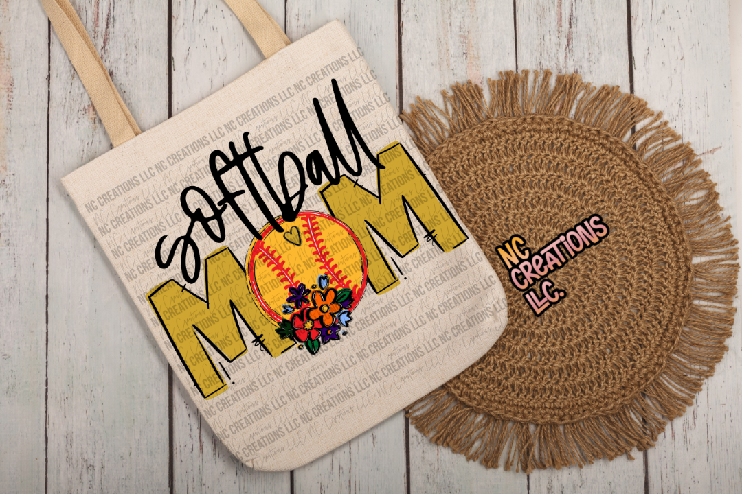 Softball mom top tote bags